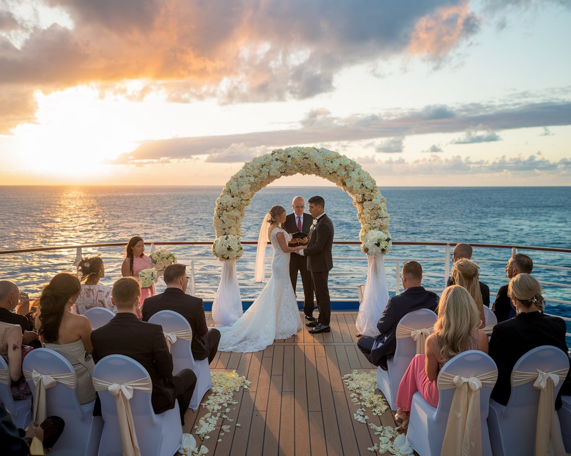 Couple getting married on a Carnival Cruise ship