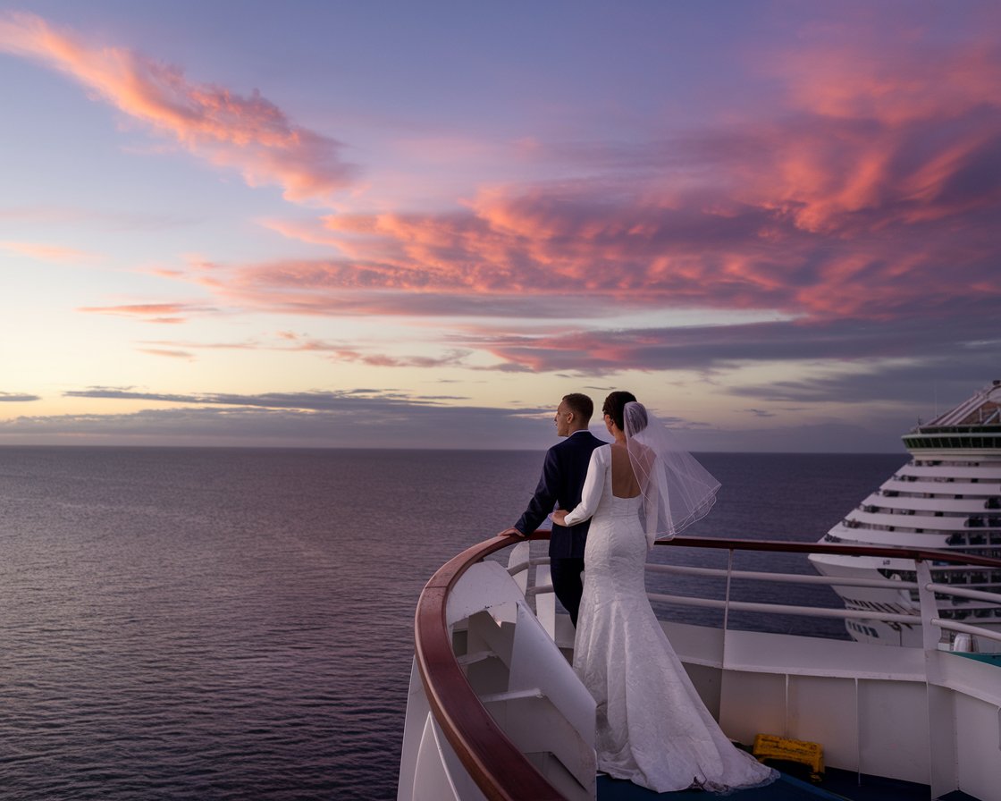 Newlywed couple who got married on a Disney cruise ship