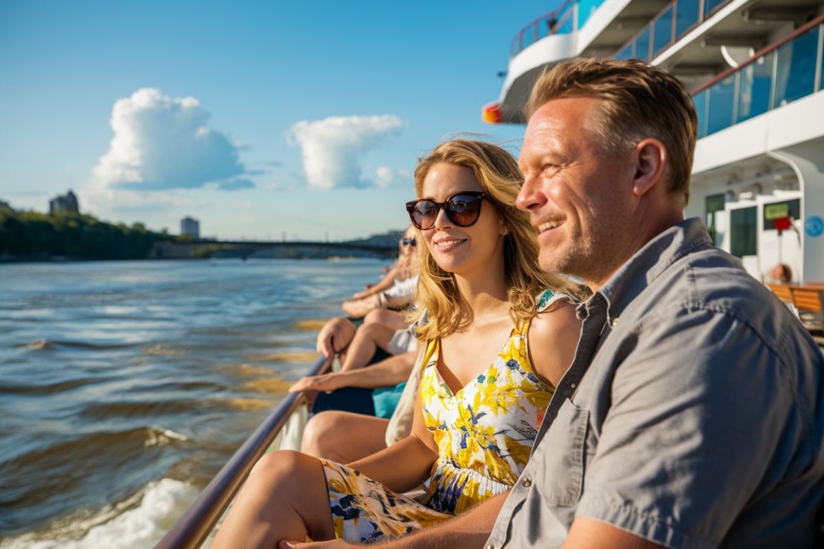 Couple on a Viking River Cruises on the Danube river