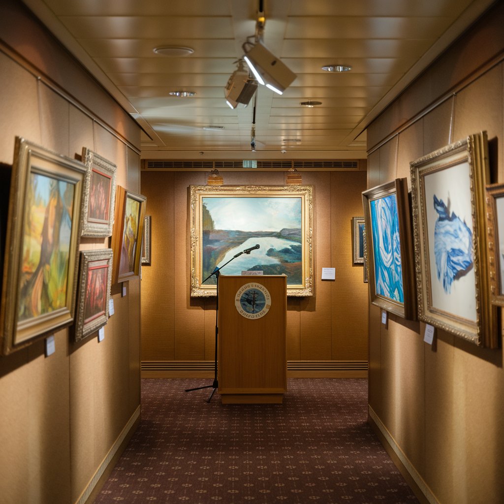 Art gallery on a cruise ship before an auction