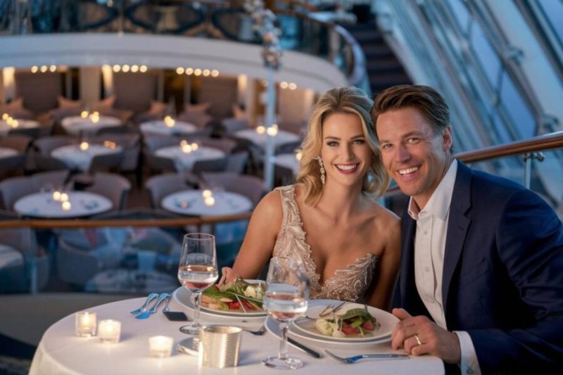 Couple at dinner on a Crystal Cruises ship