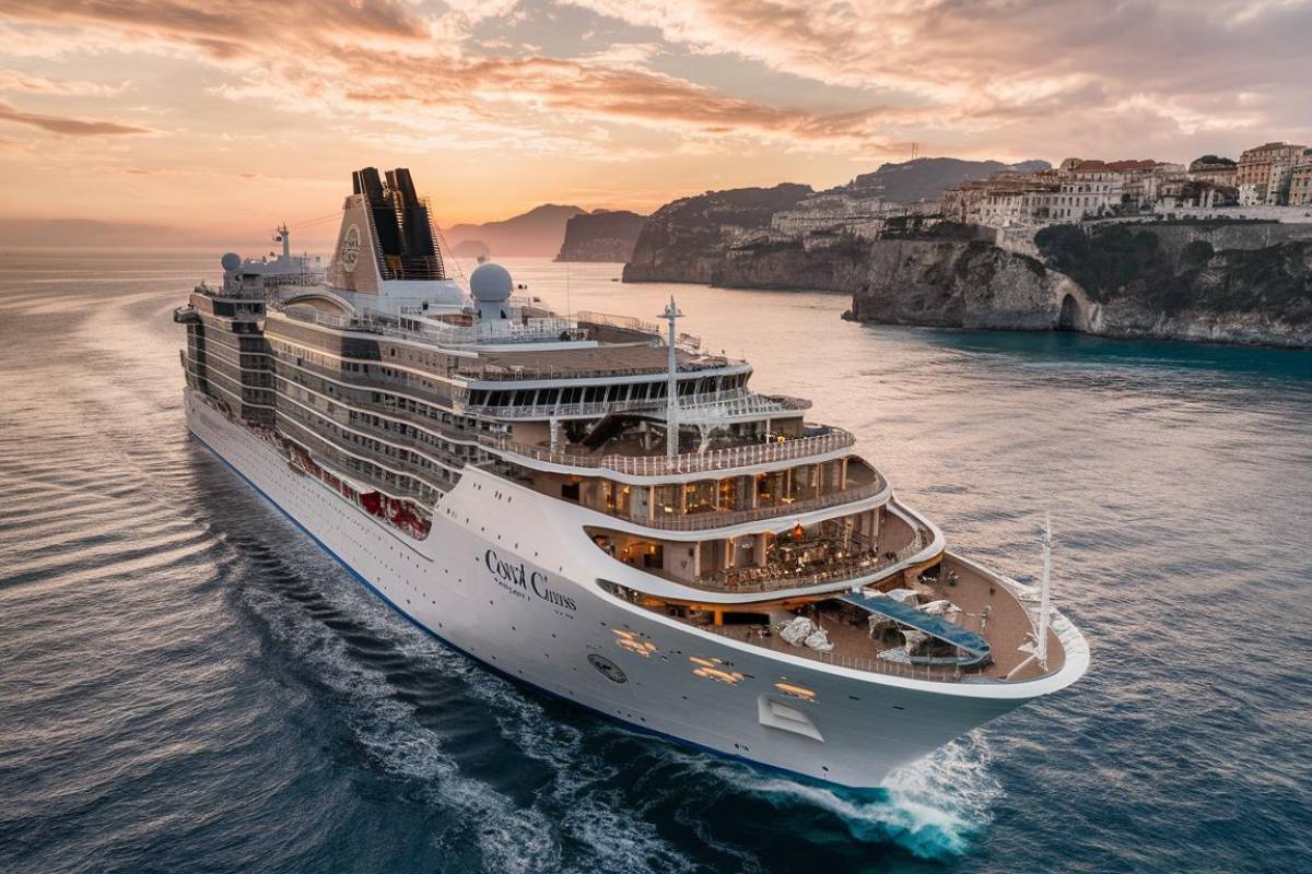 Costa Cruise ship with italy in the background