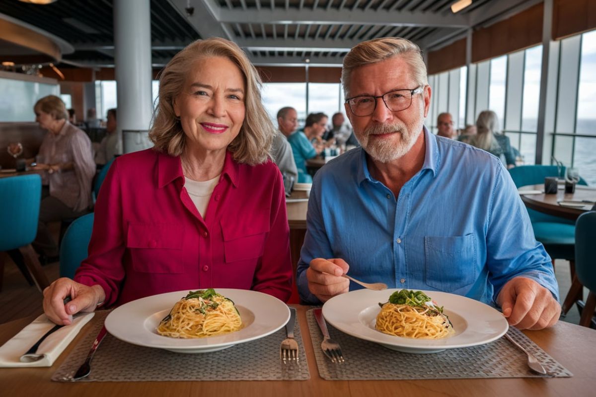 Couple in the restaurant of a Celebrity Cruise