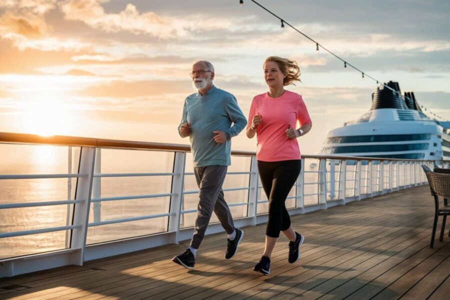 Couple jogging on a Costa Cruise ship