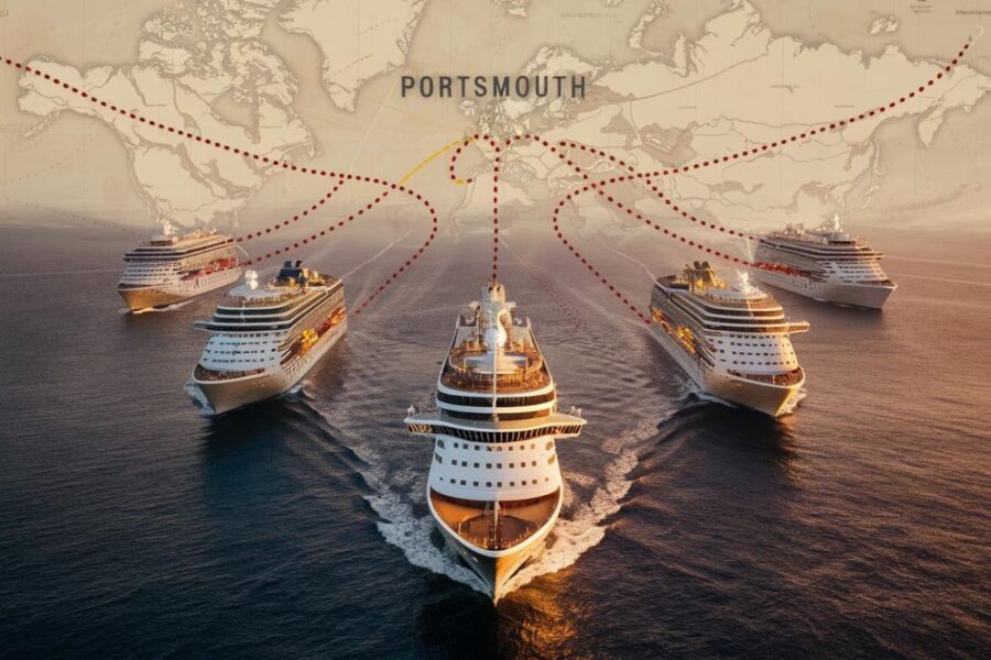 Cruise ships leaving Portsmouth