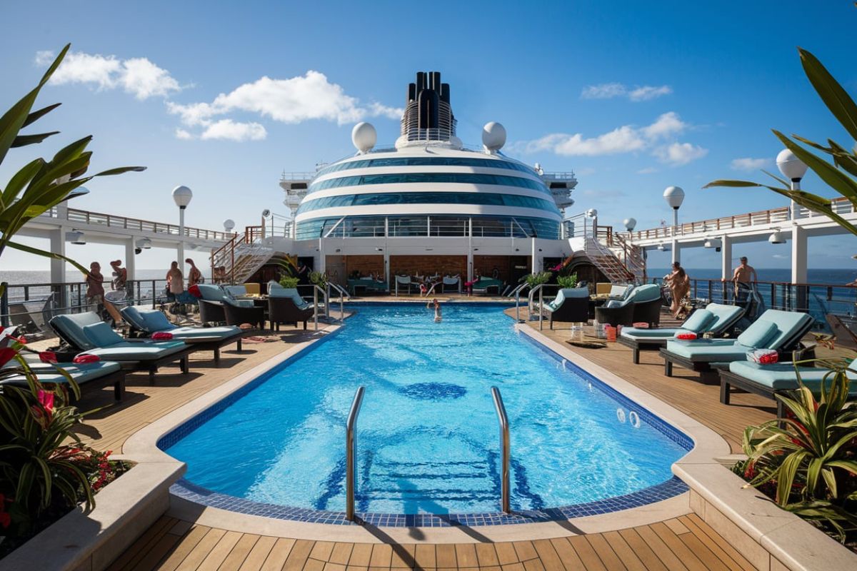 Swimming pool on Cunard Cruise Line
