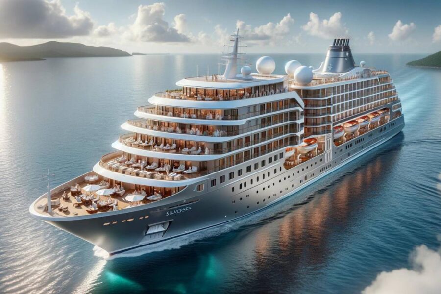 The luxurious Silversea cruise ship at sea