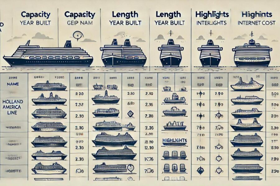 The ships in the Holland America Line fleet