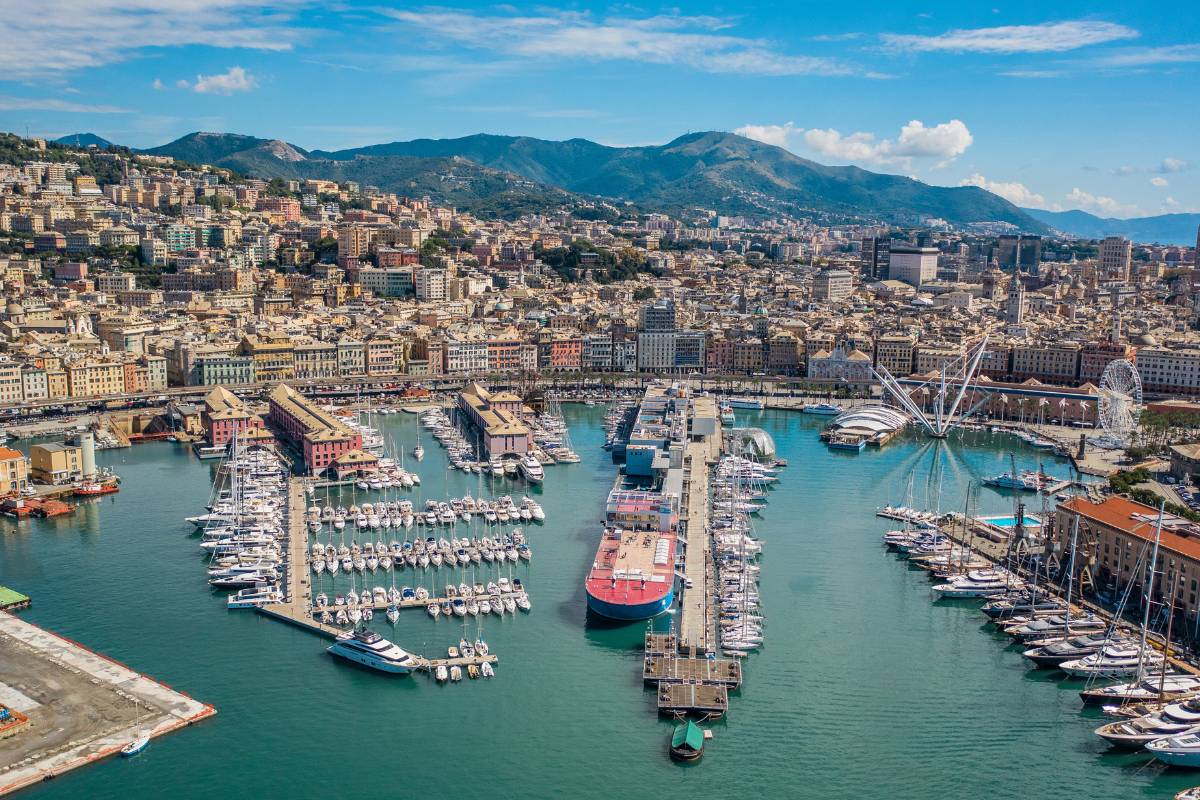 Aerial view of Port Genoa Harbour