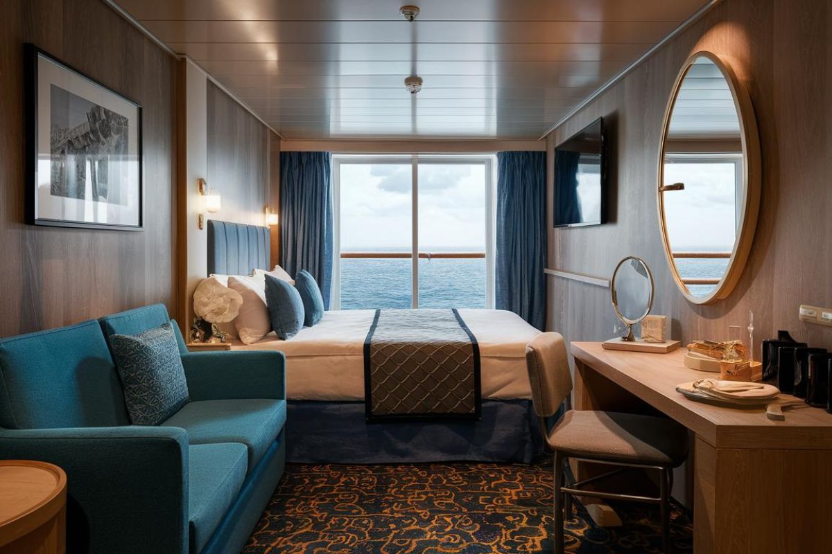 Cabin with a balcony on a cruise from the UK