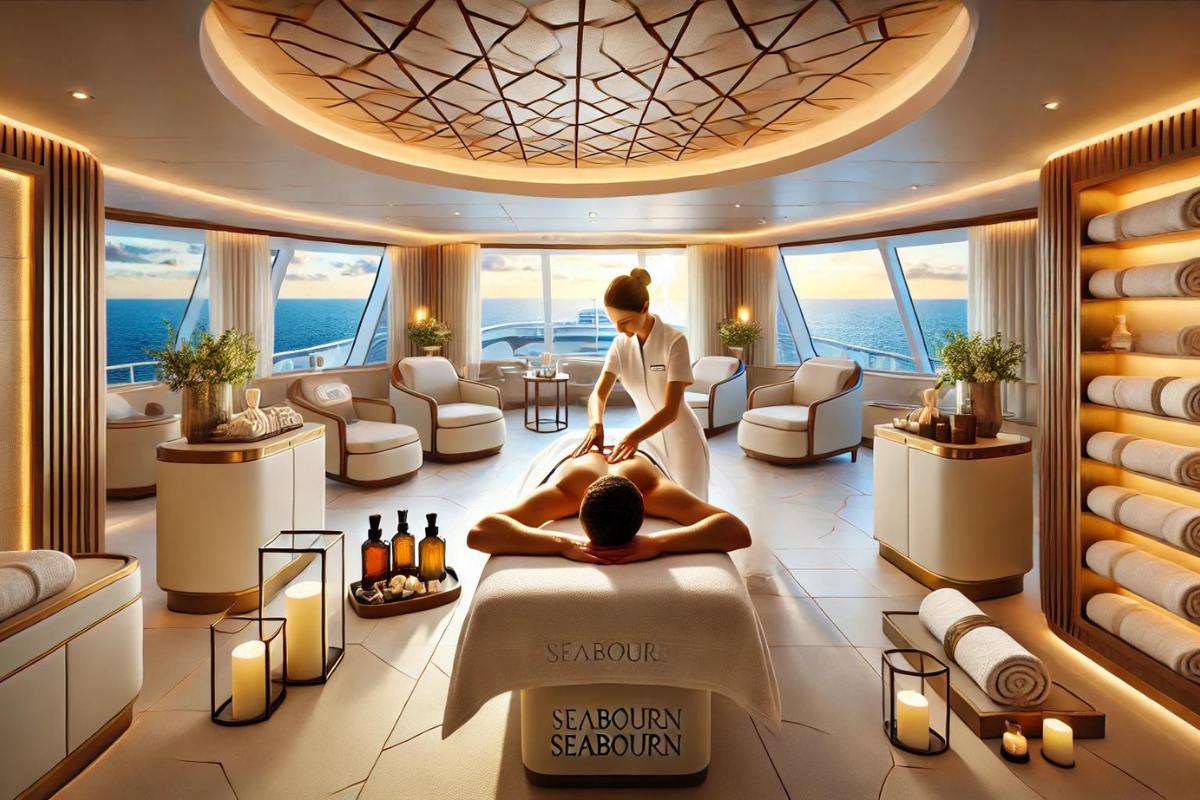 Me getting a massage in the top notch spa on Seabourn