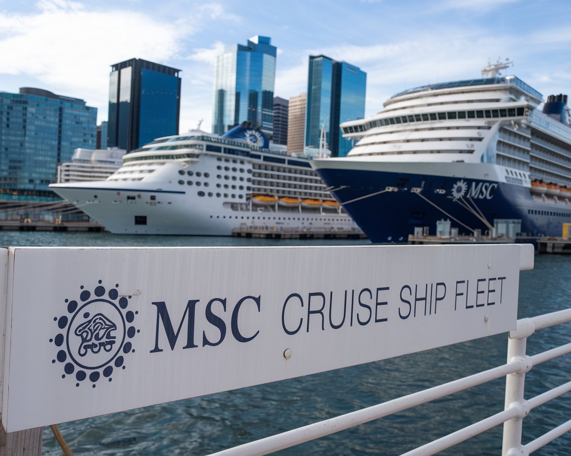 Sign reading MSC Cruise ship fleet