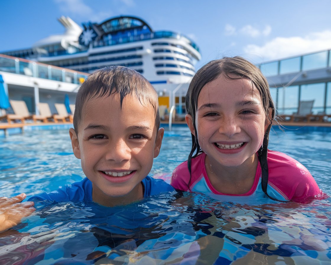 boy and a girl in pool on MSC Cruise Ship