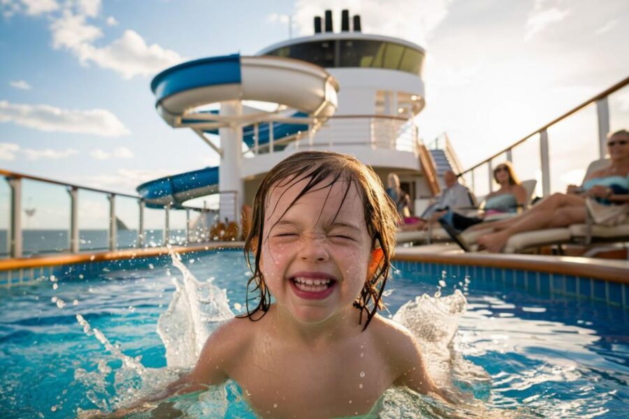 Child on the Blaster water slide on Royal Caribbean Cruise ship (1)