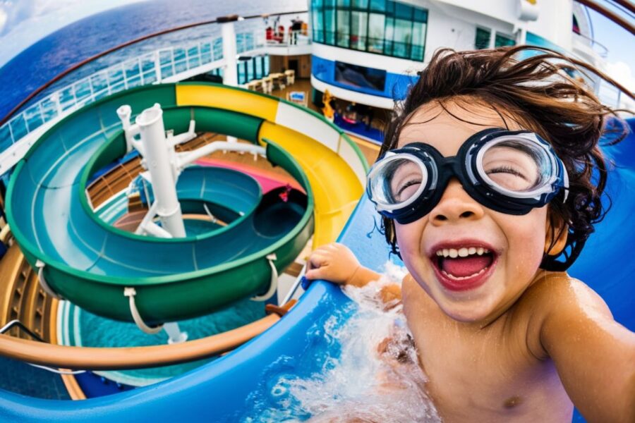 Child on the Ultimate Abyss water slide on Oasis of the Seas Cruise Ship