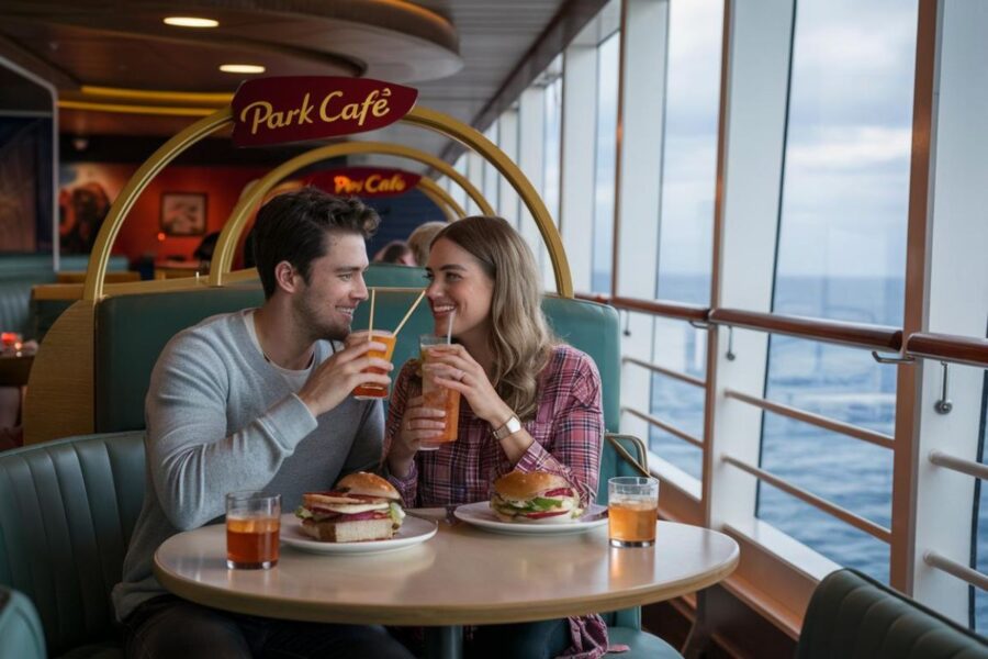Couple enjoying Park Cafe on Symphony of the Seas cruise ship