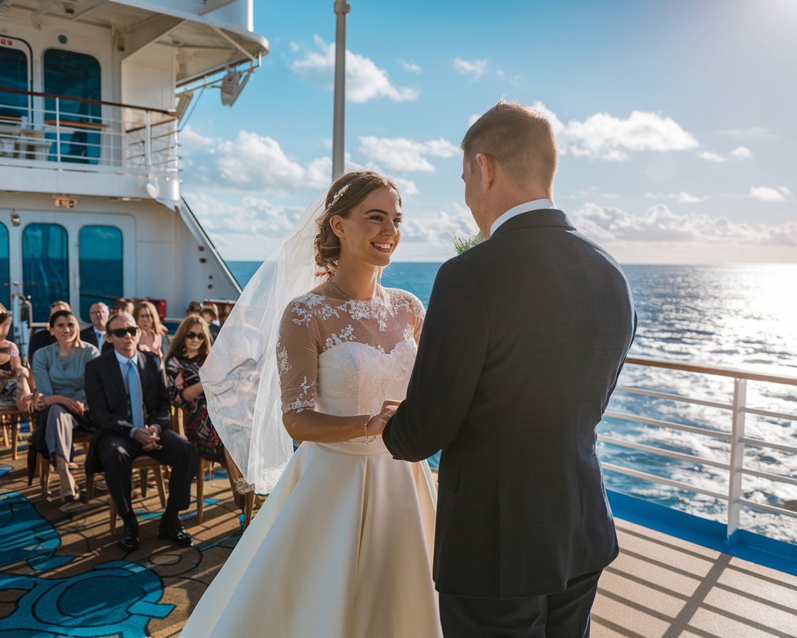 Couple getting married on a Holland America Cruise Ship