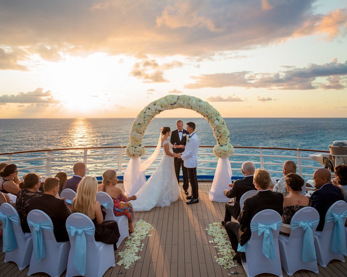 Couple getting married on a Princess Cruise Ship