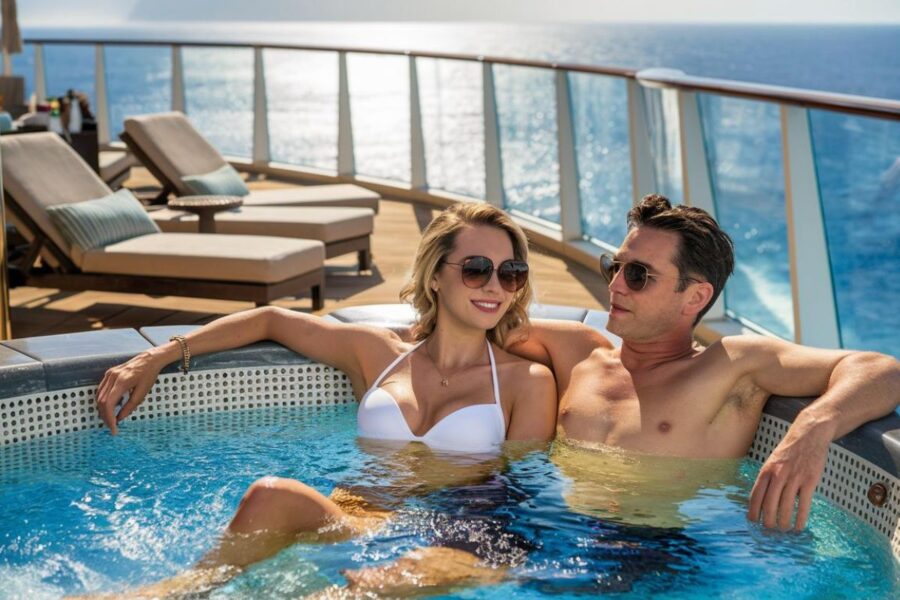 Couple in a whirlpool on Harmony of the Seas