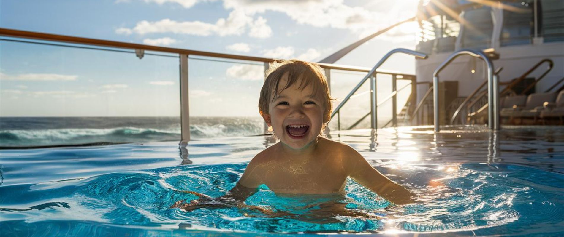 Happy boy in the pool on a MSC cruise ship