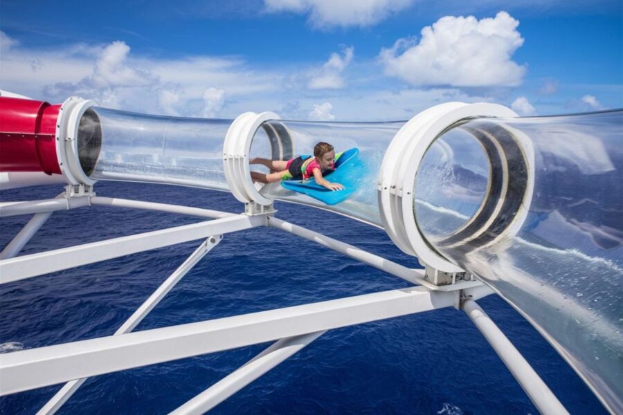 Kid on the Blaster water slide on Royal Caribbean Cruise ship