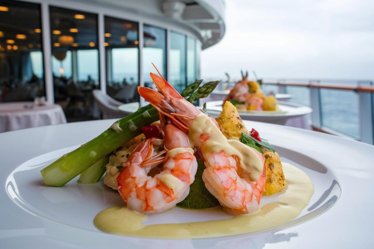 Prawn dish in the restaurant on Symphony of the Seas cruise ship