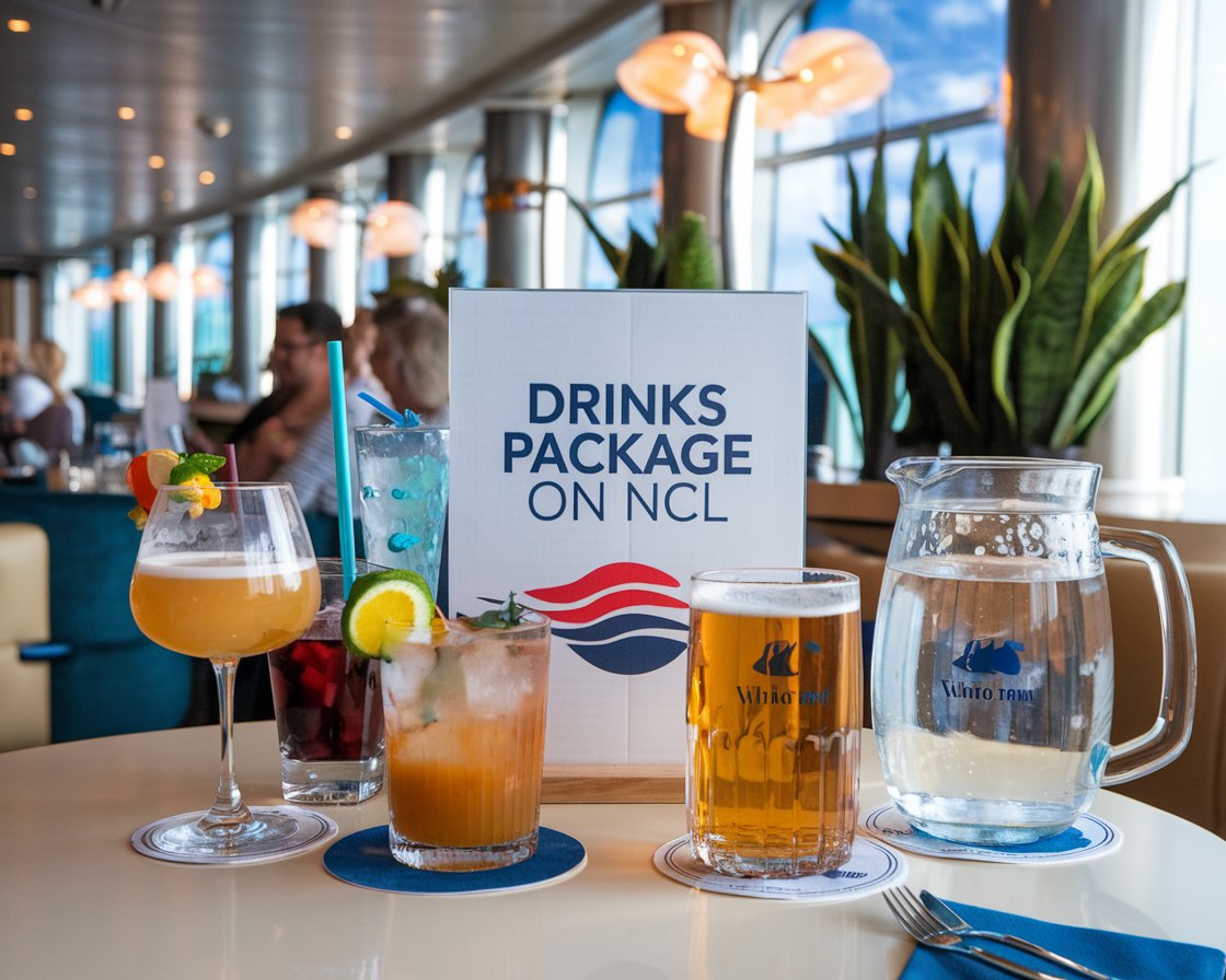 Sign on a bar Drinks Package on NCL