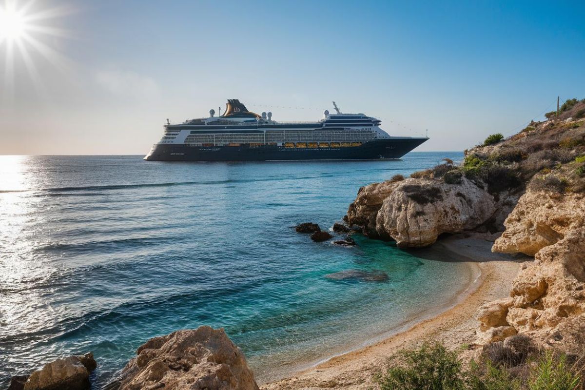 A cruise ship in the Mediterranean