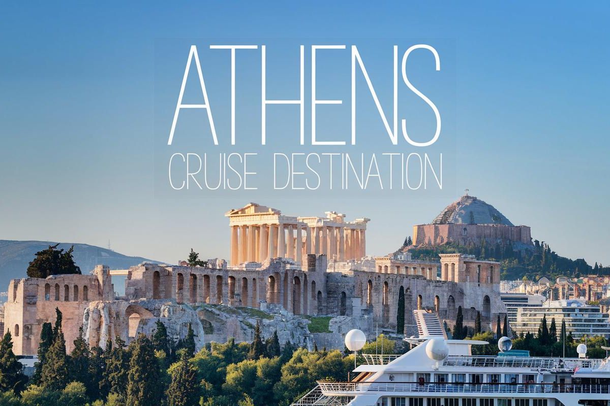 Athens, Greece. Cruise ship in the background