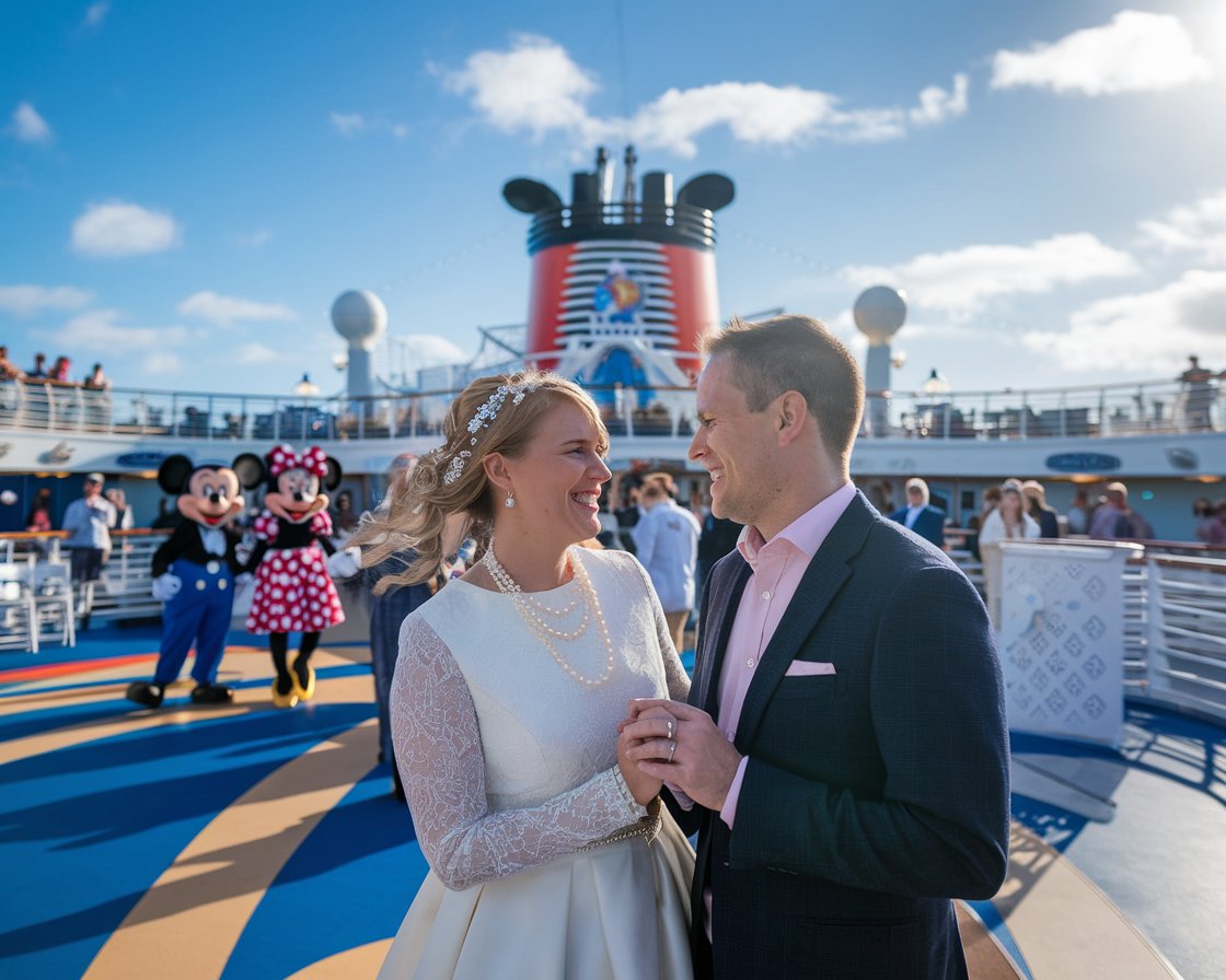 Couple getting married on a Disney Cruise Ship