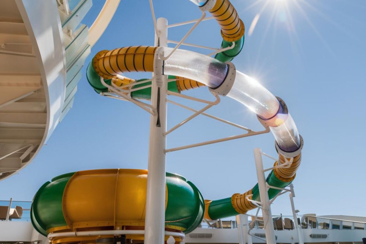 Giant water slide on Symphony of the Seas Cruise ship