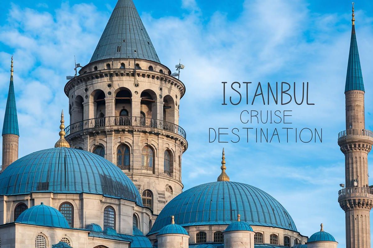 Istanbul towers in Turkey. Cruise ship destination in the Mediterranean