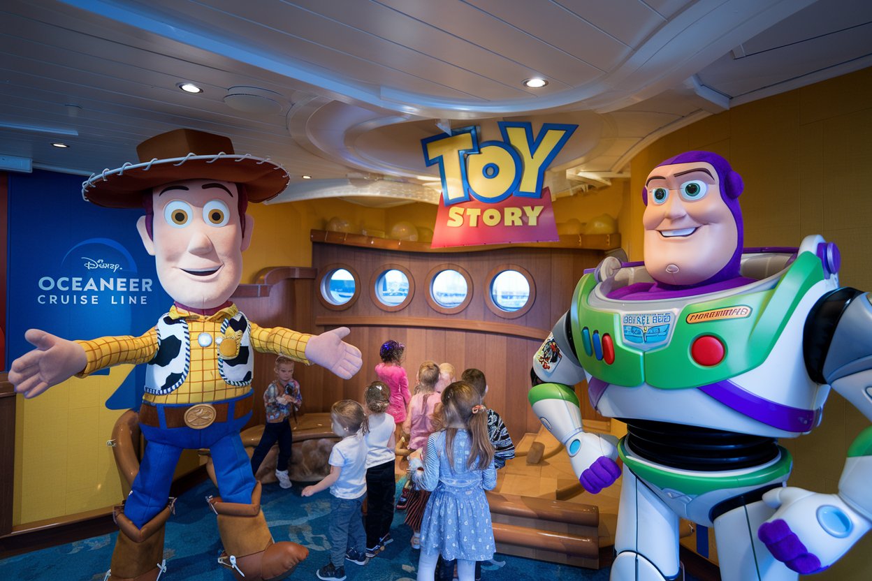 Oceaneer Club with themed areas like Andy’s Room from Toy Story on a Disney Cruise Ship