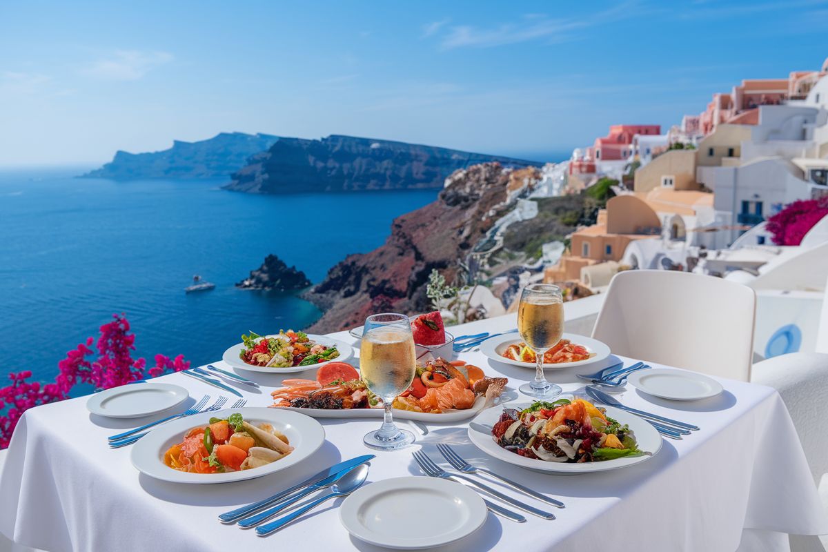 Stunning view from the dinner table in the Mediterranean Cruise destination