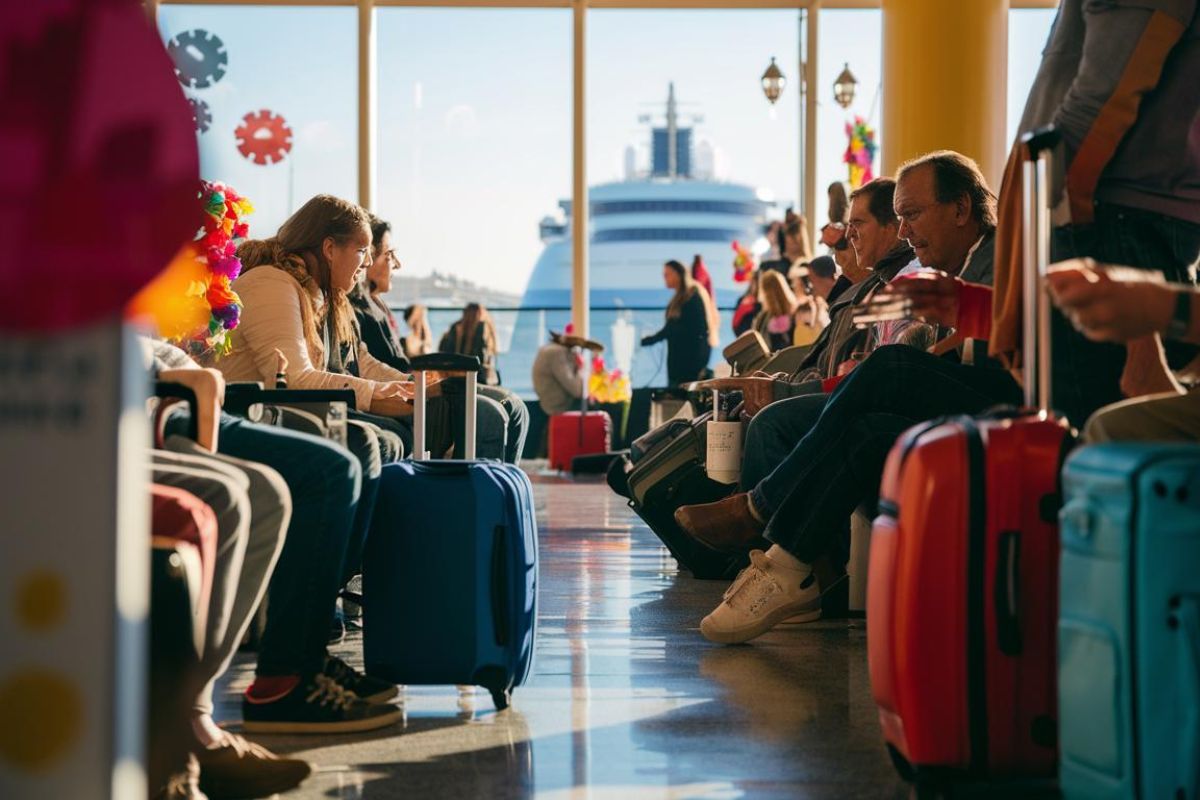 Waiting area at Barcelona cruise terminal