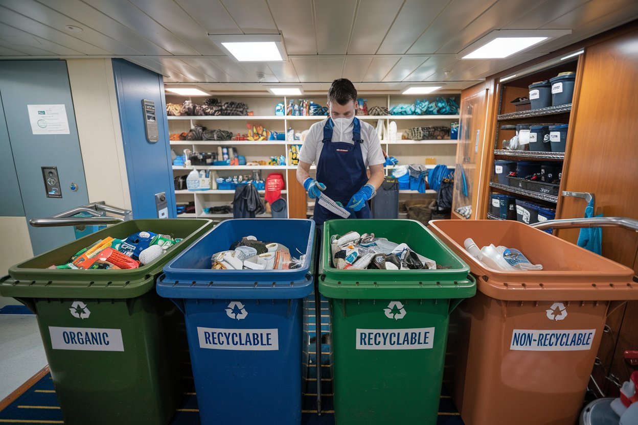 Waste management on a cruise ship at Civitavecchia port