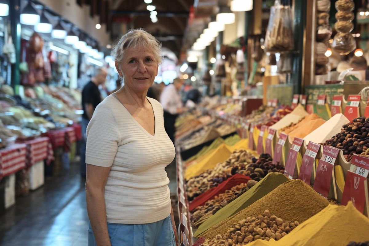 Looking at Spice Bazaar colorful market, Grand Bazaar. Istanbul, Turkey