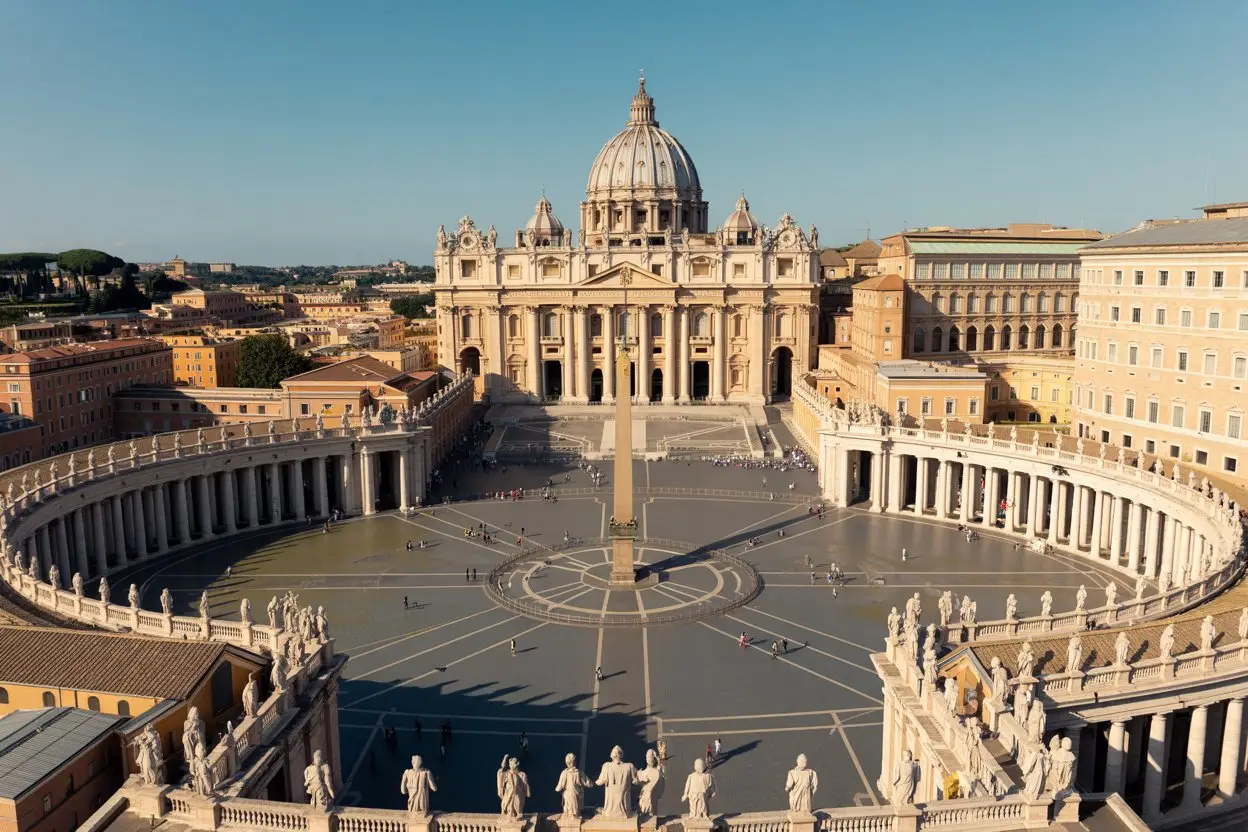 St. Peters Square and Vatican City view for Rome port day visitors.