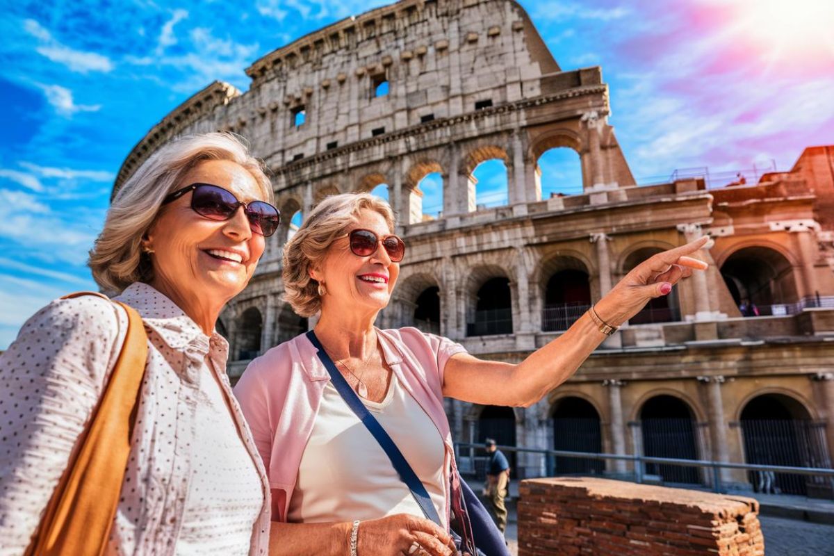 Two ladies touring Rome before their cruise departs