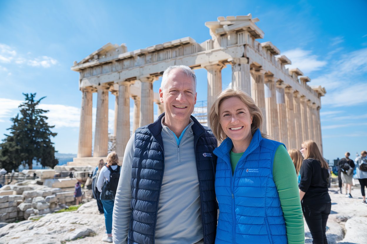 2 guests on a tour in Athens from a cruise ship