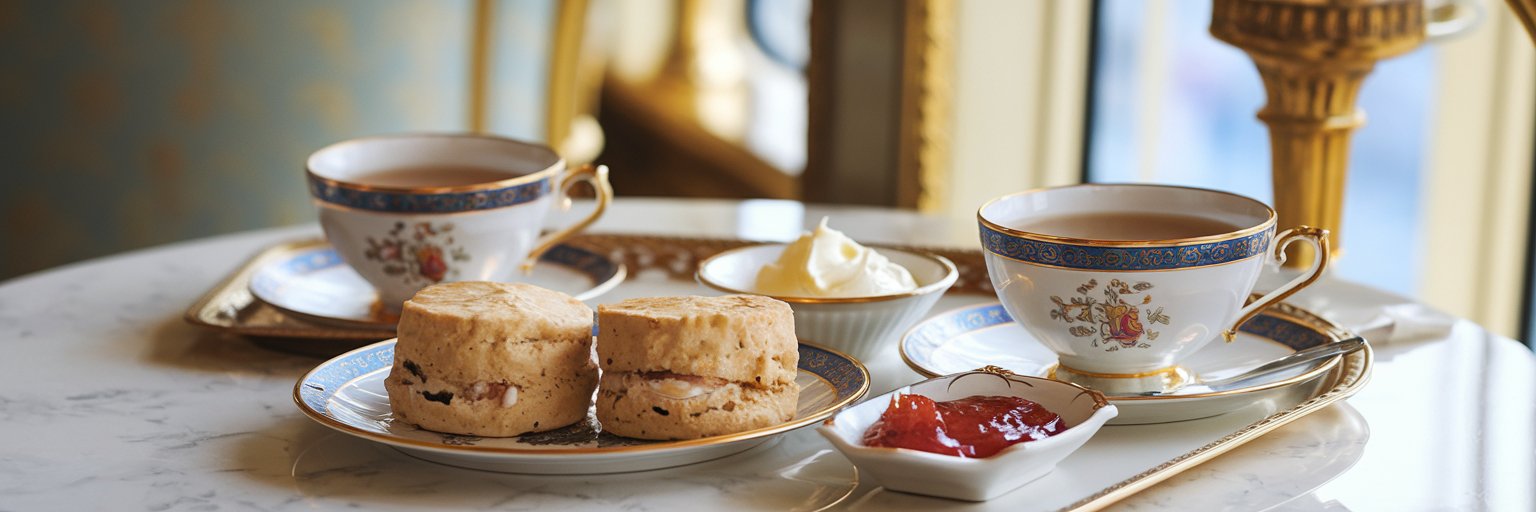 Afternoon tea with scones on Queen Elizabeth cruise ship