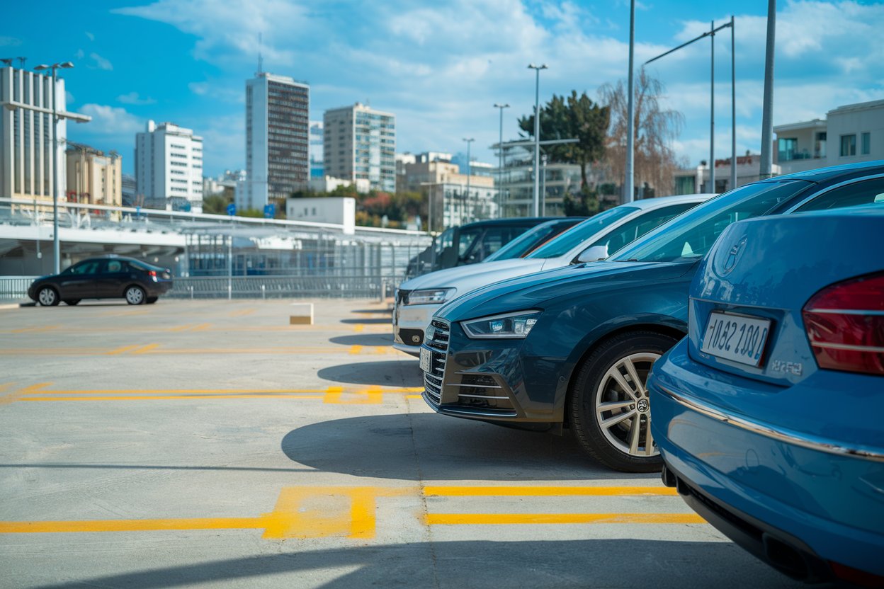 Carpark at cruise terminal in Athens