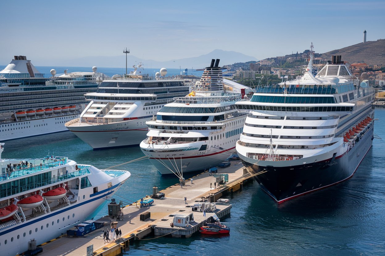 Cruise ship in the port of Piraeus