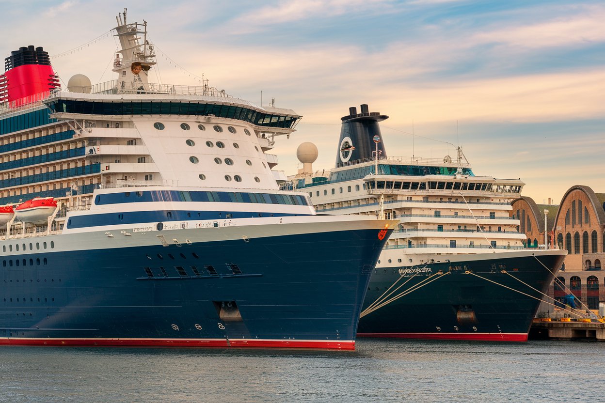 Queen Mary 2 and Queen Victoria cruise ships