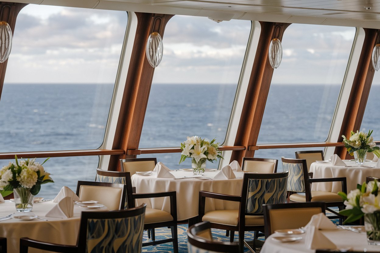 dining room with sea views on Queen Elizabeth cruise ship