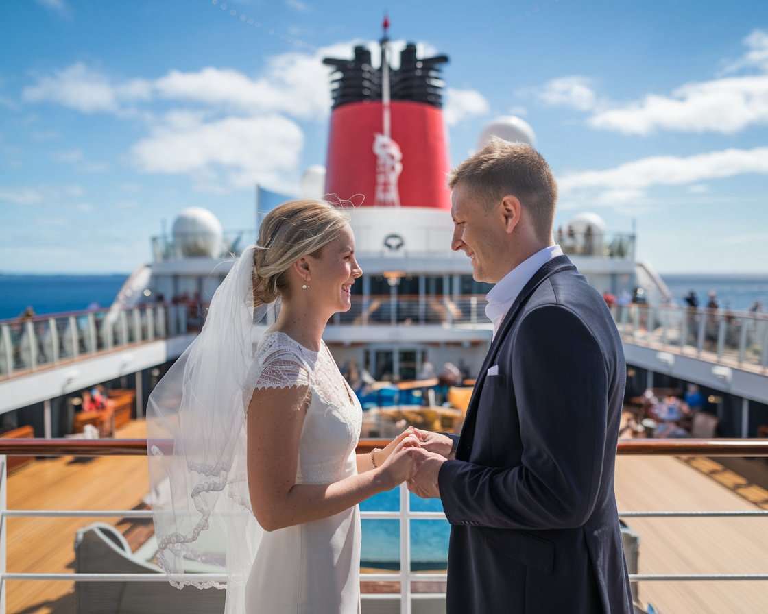 Couple getting married on a Norwegian Cruise Ship