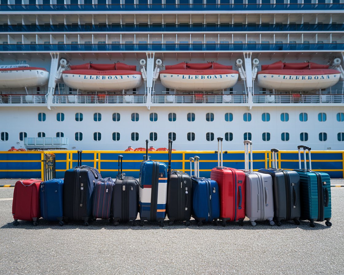 Luggage waiting to go on a cruise ship at Port of Hull