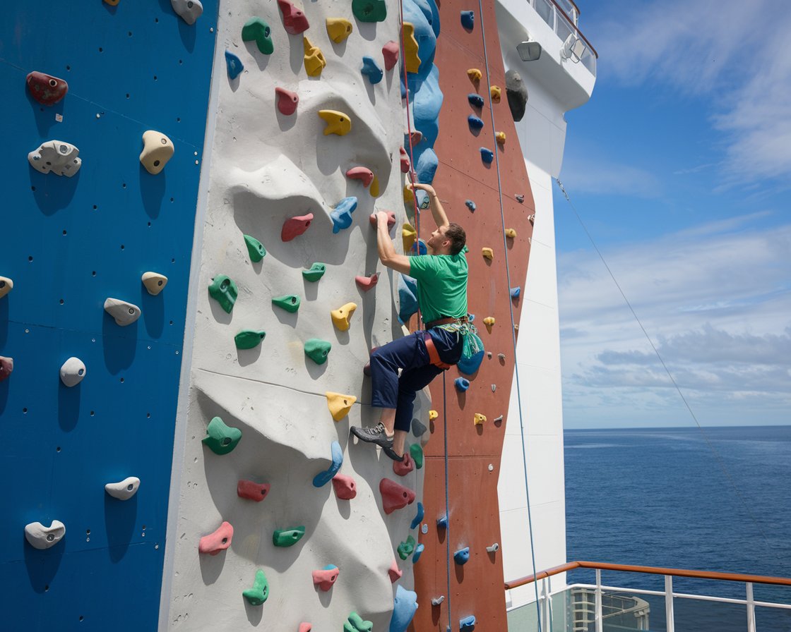 Rock climbing wall on Norwegian Breakaway cruise ship