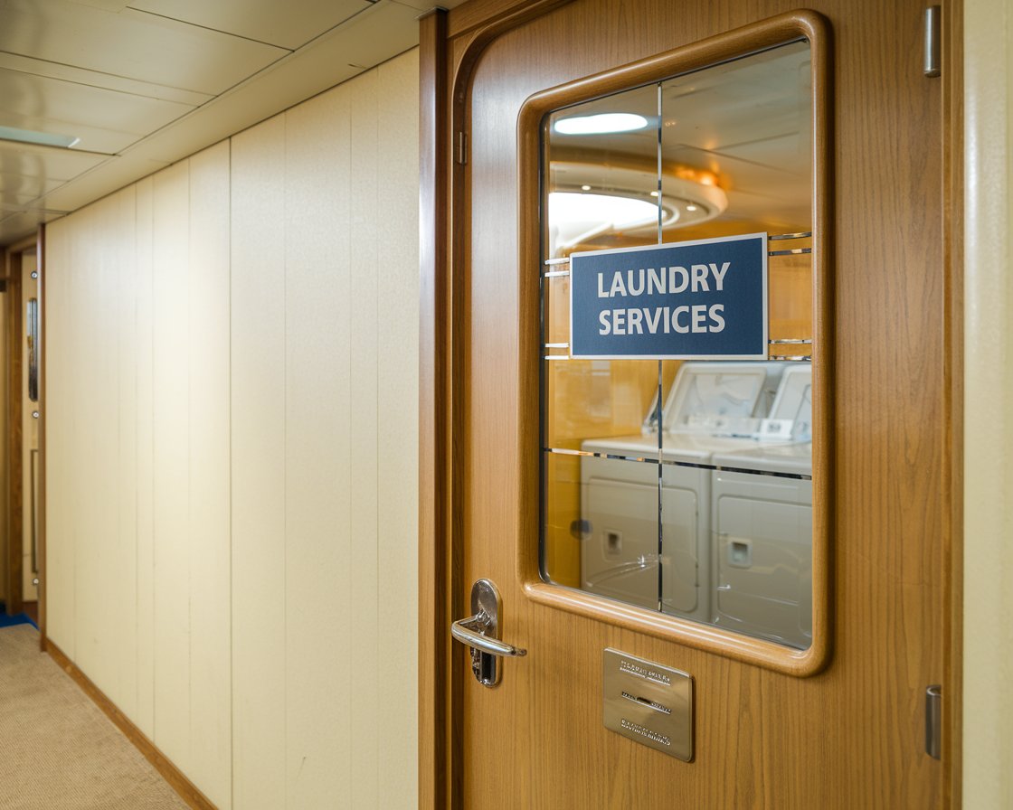 Sign on the door saying, Laundry Services on Norwegian Epic cruise ship