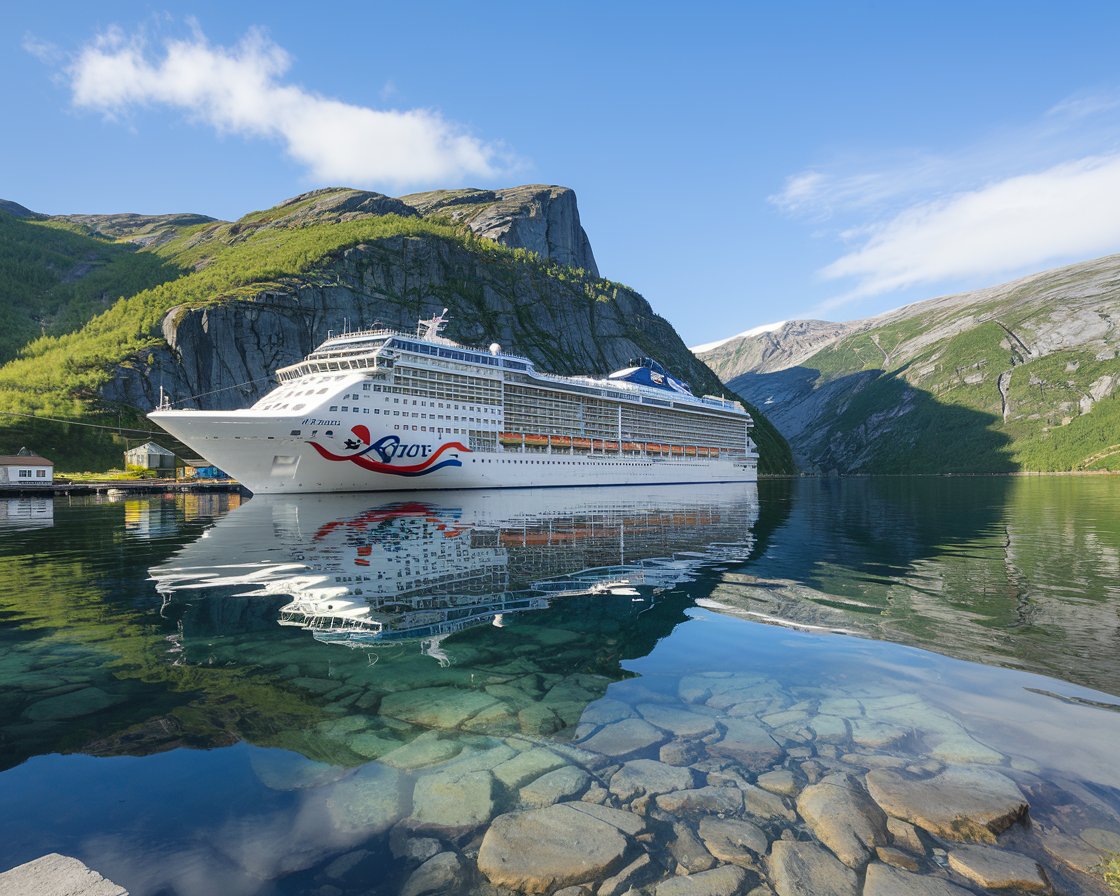 Norwegian Breakaway cruise ship in the Norwegian Fjords